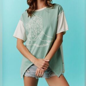 NEW🤍Fantastic Fawn Western Boots Shirt Small Sage
